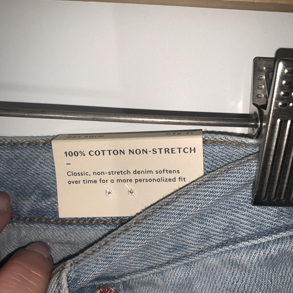 Relaxed wide leg Jeans non-stretch straight leg light wash 12/31R new - Picture 5 of 10